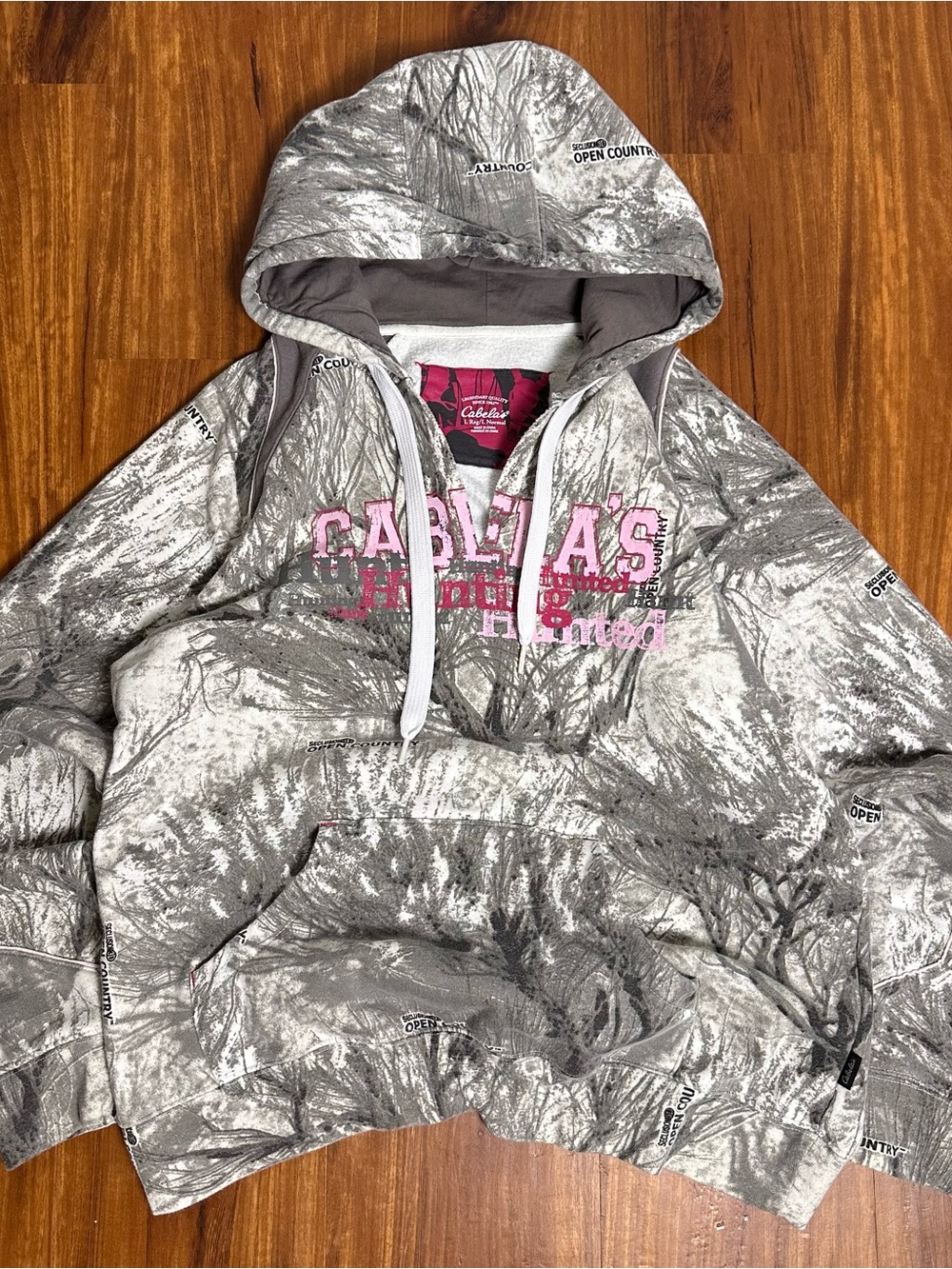 Cabela's Gray & Pink Hooded Camo Pullover